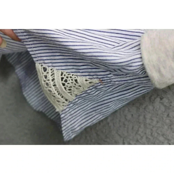 Anthropologie Women's Top-Size XS-Gray and White Stripes-Layered - Picture 4 of 8